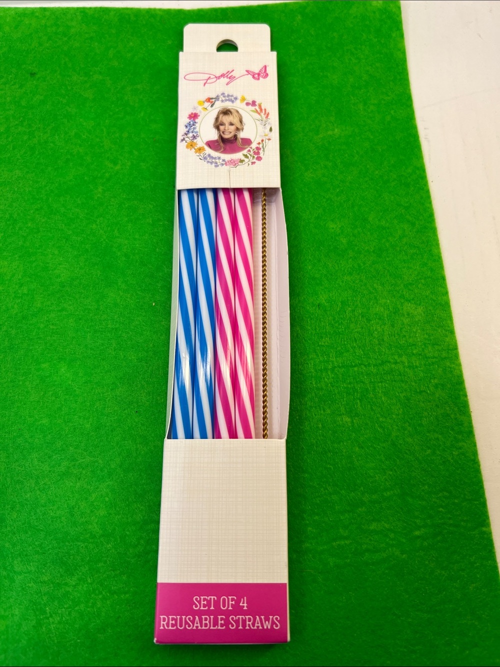 Dollcake Blue & Pink Reusable Straws - Set of 4